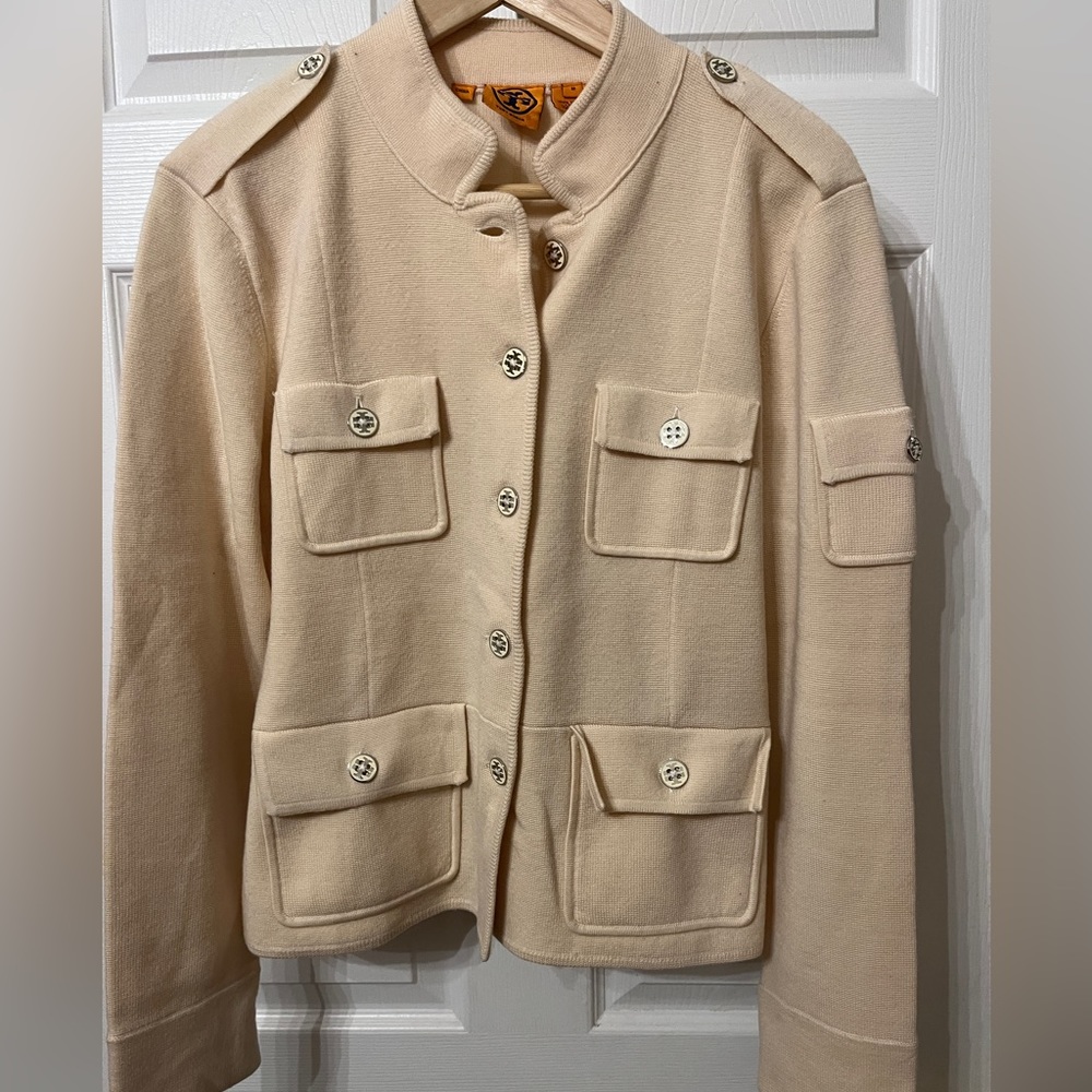 Tory Burch 100% wool sweater size M cream color